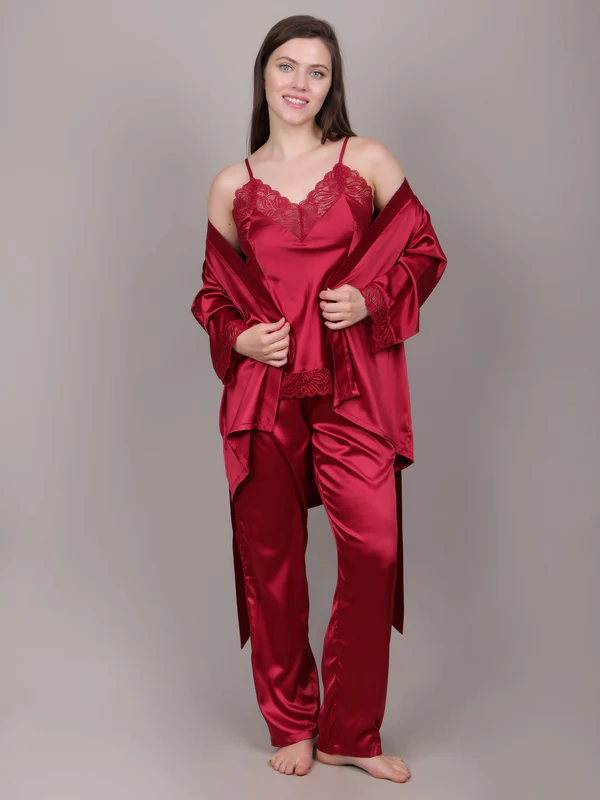 Maroon Nightdress Set - Image 2