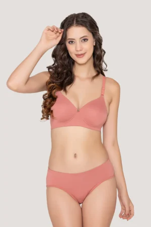 Baby Pink Cotton Comfort Lingerie Set with Lace Trim