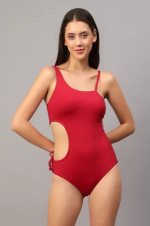 Red Cut-Out One-Piece Swimsuit