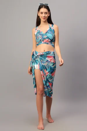 Printed Beachwear Co-Ord Set (Top & Wrap Skirt)