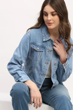 Classic Light Wash Blue Denim Trucker Jacket
