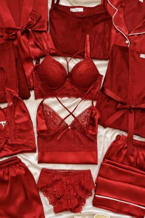 Crimson Ultimate 11-Piece Velvet & Satin Bridal Mega Set