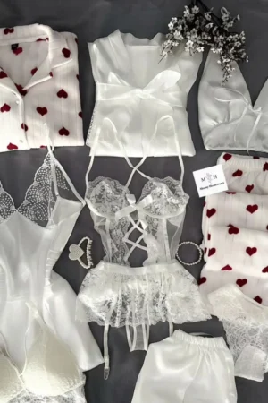 Heartthrob" Sheer Mesh & Appliqué Lingerie Set